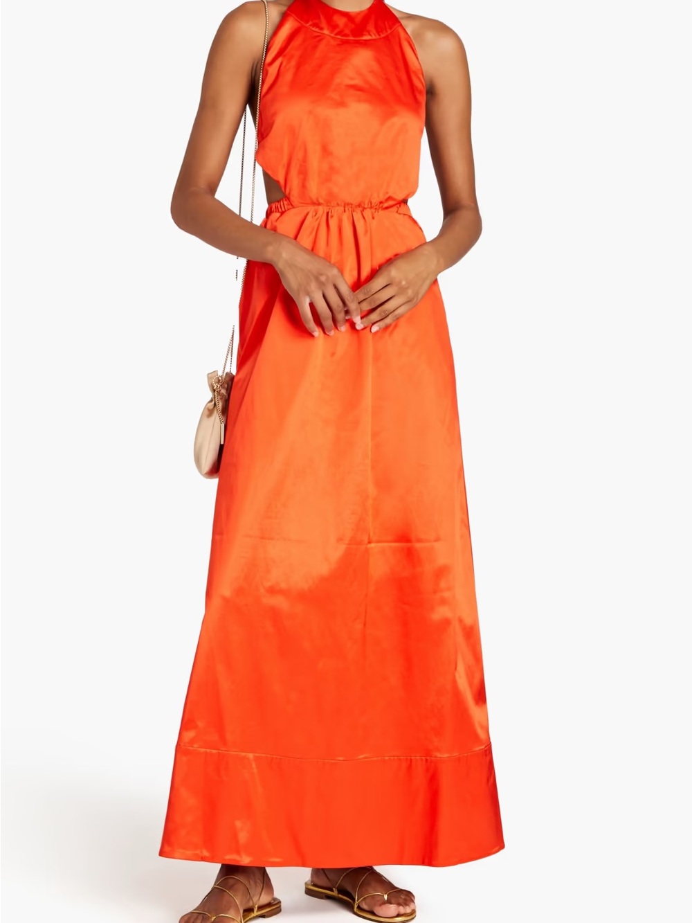 Staud Women's Orange Halter Maxi Dress